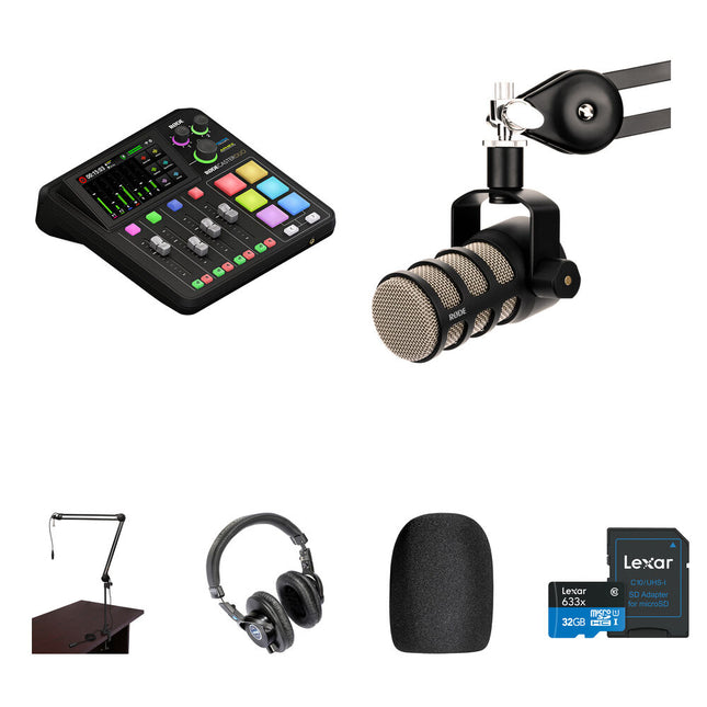 RODE RODECaster Duo Kit de Podcast Micrófono Dinámico Auriculares Brazo de Transmisión