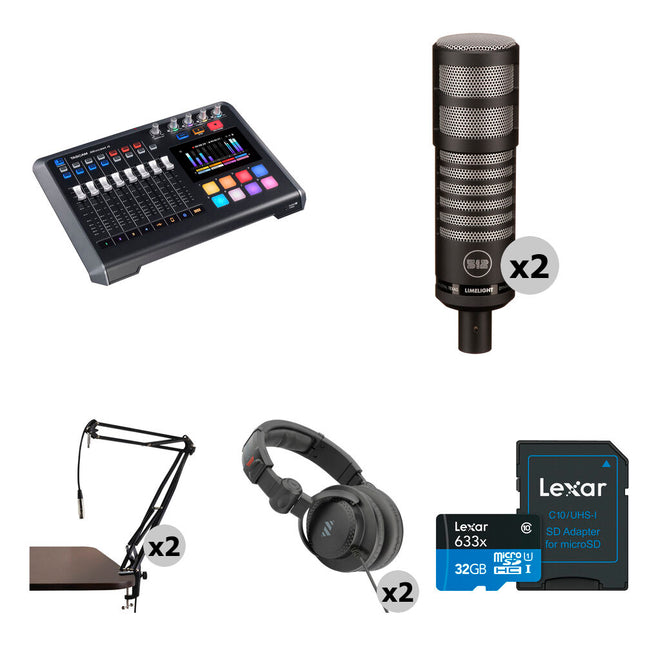 TASCAM Mixcast 4 Kit de Podcast con 2 Micrófonos Dinámicos y Auriculares