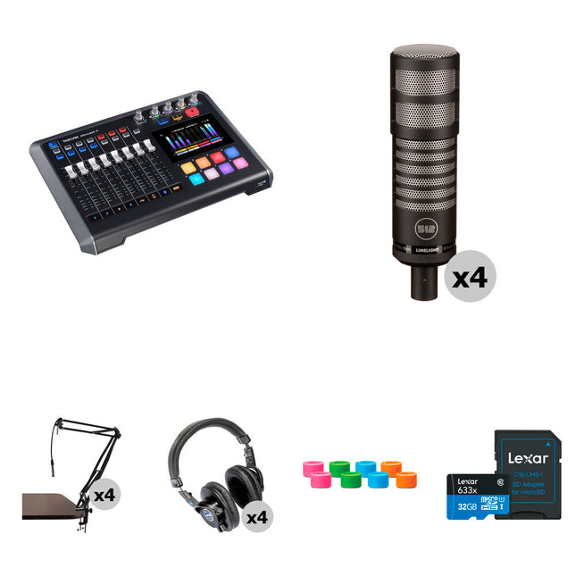TASCAM Mixcast 4 Kit de Podcast con 4 Micrófonos Dinámicos 32GB Memoria
