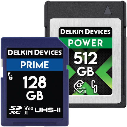 Delkin Devices 512GB POWER CFexpress Tipo B 3650MB/s y 128GB PRIME UHS-II SDXC