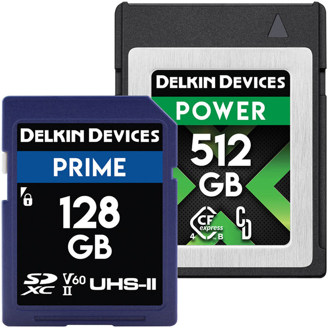 Delkin Devices 512GB POWER CFexpress Tipo B 3650MB/s y 128GB PRIME UHS-II SDXC