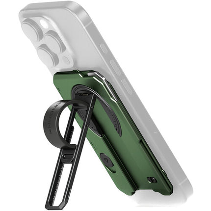 Tilta Khronos Placa Trasera Magnética Multifuncional para iPhone 16 Pro Verde Bosque con Soporte y Cuchilla Retráctil