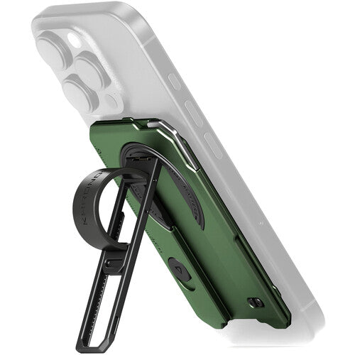 Tilta Khronos Placa Trasera Magnética Multifuncional para iPhone 16 Pro Verde Bosque con Soporte y Cuchilla Retráctil