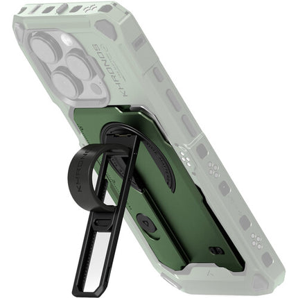 Tilta Khronos Placa Trasera Magnética Multifuncional para iPhone 16 Pro Verde Bosque con Soporte y Cuchilla Retráctil