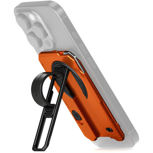 Tilta Khronos Placa Trasera Magnética Multifuncional para iPhone 16 Pro diseño MagSafe soporte y correa naranja