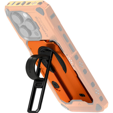 Tilta Khronos Placa Trasera Magnética Multifuncional para iPhone 16 Pro diseño MagSafe soporte y correa naranja