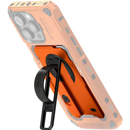 Tilta Khronos Placa Trasera Magnética Multifuncional para iPhone 16 Pro Max con Patilla y Cuchillo Retráctil naranja