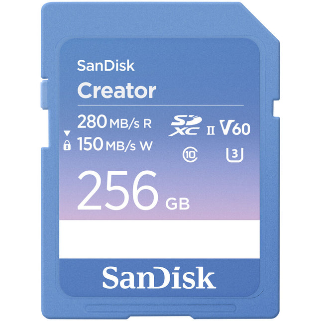 SanDisk 256GB Creator Series Tarjeta de Memoria SDXC UHS-II 280 MB/s Lectura 150 MB/s Escritura