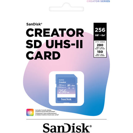 SanDisk 256GB Creator Series Tarjeta de Memoria SDXC UHS-II 280 MB/s Lectura 150 MB/s Escritura