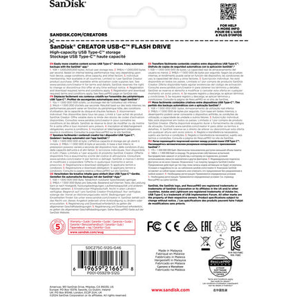 SanDisk Creator Series USB-C 512GB Memoria Flash 400 MB/s 3.2 Gen 1