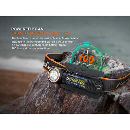 Fenix Flashlight HM23 V2 Linterna Frontal Compacta 300 Lúmenes Batería AA