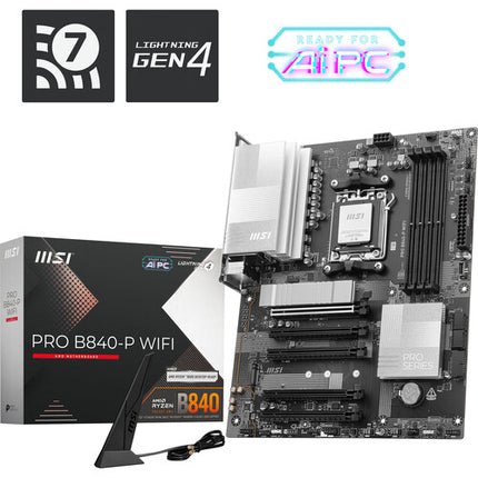 MSI PRO B840-P WIFI AM5 Placa Base ATX DDR5-8000 PCIe 4.0 M.2 Wi-Fi 7