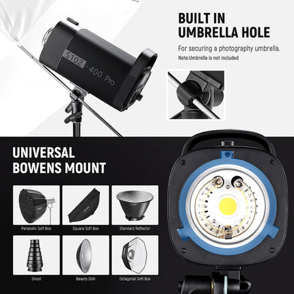 Neewer S102-400W PRO Monolight Estudio 400Ws 30W LED 2.4 GHz Trigger