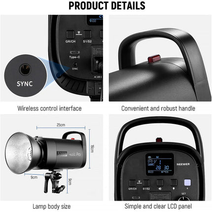 Neewer S102-400W PRO Monolight Estudio 400Ws 30W LED 2.4 GHz Trigger
