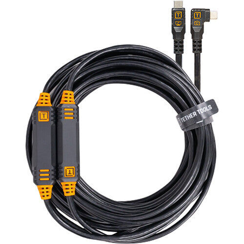 Tether Tools LeverLock Kit de Cable USB-C 31' Ángulo Recto Negro Mate