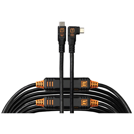 Tether Tools LeverLock Kit de Cable USB-C 31' Ángulo Recto Negro Mate