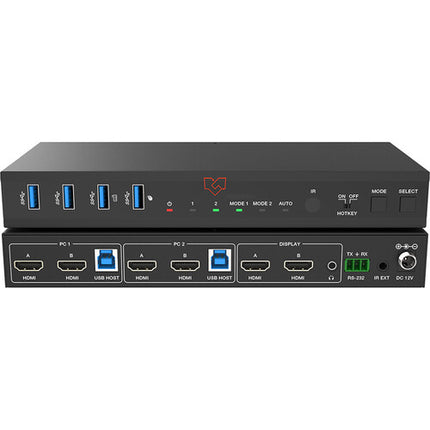 VigilLink VLKV-H202D Switch KVM HDMI 2 Puertos Duales 4K UHD 60Hz IR