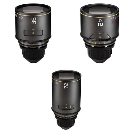 Atlas Lens Co. Mercury T2.2 Juego de 3 Lentes Anamórficos PL Montura 36 42 72mm