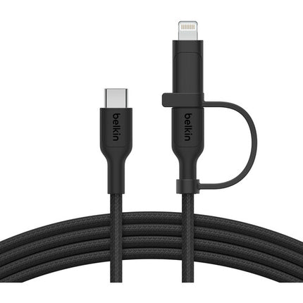 Belkin BoostCharge Pro Cable 2 en 1 USB-C y Lightning Negro 5 pies 60W 30,000 Dobles