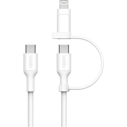 Belkin BoostCharge Pro Cable 2 en 1 USB-C Lightning 5 pies 60W blanco