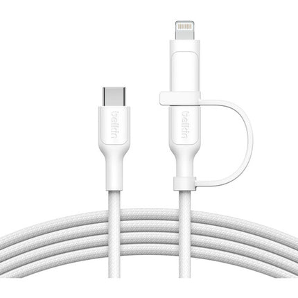 Belkin BoostCharge Pro Cable 2 en 1 USB-C Lightning 5 pies 60W blanco