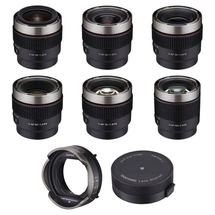 Samyang Cine V-AF T1.9 T2.3 FE Kit de 6 lentes cine 20 24 35 45 75 100mm Sony E