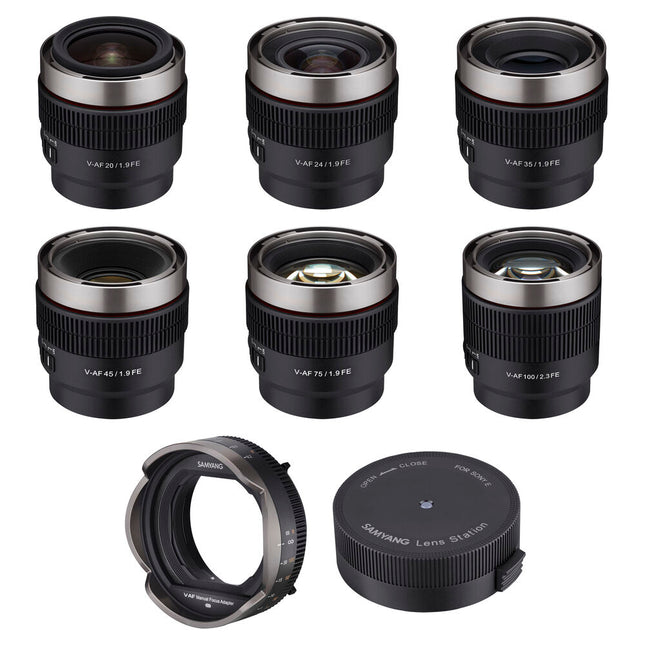 Samyang Cine V-AF T1.9 T2.3 FE Kit de 6 lentes cine 20 24 35 45 75 100mm Sony E