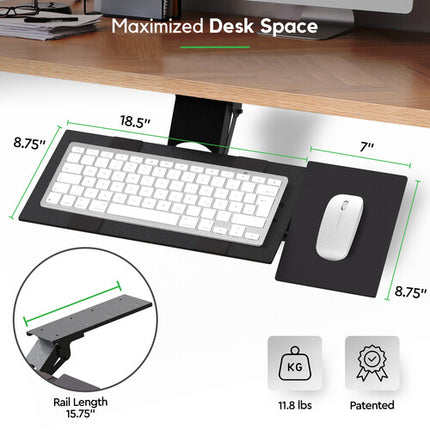 Uncaged Ergonomics KT1 Bandeja Ergonómica Ajustable para Teclado 95 mm de Ajuste Bajo Escritorio