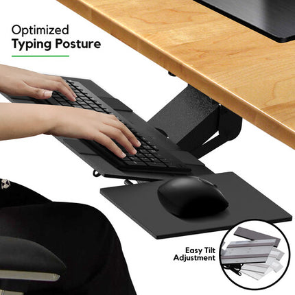 Uncaged Ergonomics KT1 Bandeja Ergonómica Ajustable para Teclado 95 mm de Ajuste Bajo Escritorio