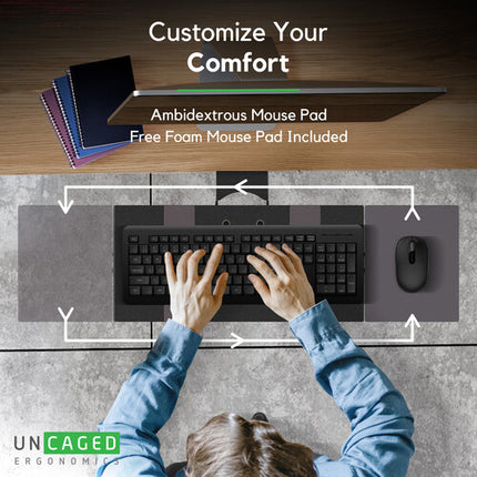 Uncaged Ergonomics KT1 Bandeja Ergonómica Ajustable para Teclado 95 mm de Ajuste Bajo Escritorio