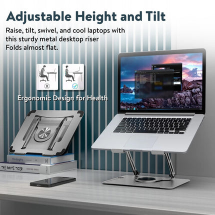 Uncaged Ergonomics Swivel Laptop Stand 2.0 Soporte Giratorio Plata 7.5" Altura Compatible 10-15.6