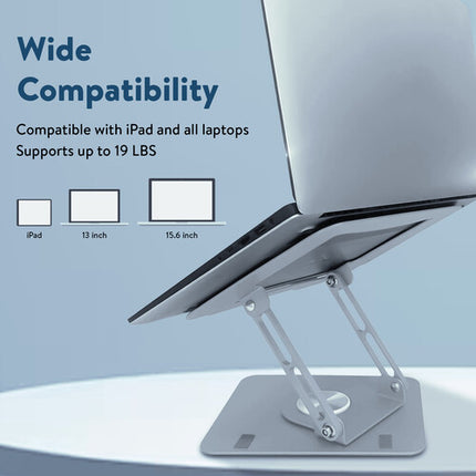 Uncaged Ergonomics Swivel Laptop Stand 2.0 Soporte Giratorio Plata 7.5" Altura Compatible 10-15.6