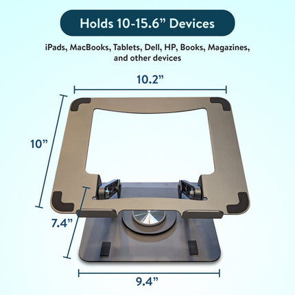 Uncaged Ergonomics Swivel Laptop Stand 2.0 Soporte Giratorio Plata 7.5" Altura Compatible 10-15.6