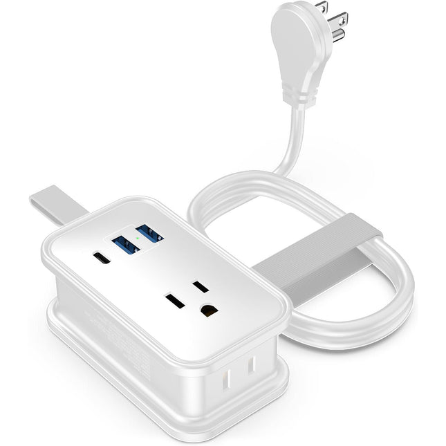 Regleta de viaje Uncaged Ergonomics 6 en 1 con 3 enchufes 3' cable blanco