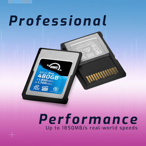 OWC 480GB Atlas Pro CFexpress 4.0 Tipo A Tarjeta de Memoria 1850 MBs Lectura 1700 MBs Escritura