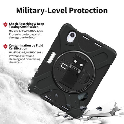 CODi Funda Rugged para iPad Mini A17 Pro 6ª Gen Negra con Soporte Giratorio y Correa