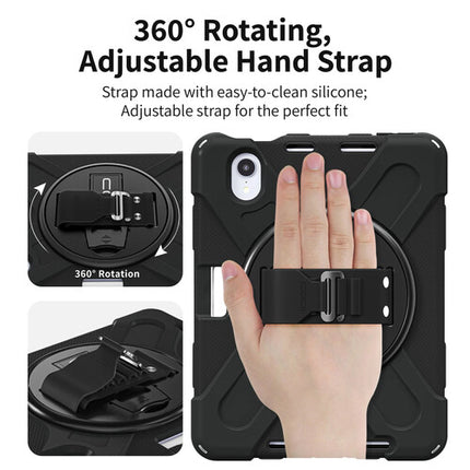 CODi Funda Rugged para iPad Mini A17 Pro 6ª Gen Negra con Soporte Giratorio y Correa