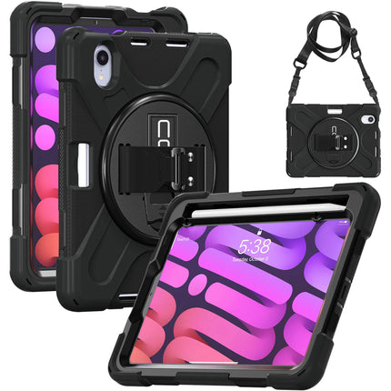 CODi Funda Rugged para iPad Mini A17 Pro 6ª Gen Negra con Soporte Giratorio y Correa