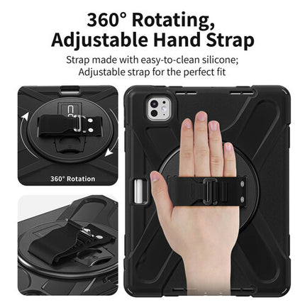 CODi Funda Rugged para iPad Pro M4 M5 Negra con Correa Ajustable y Soporte Giratorio