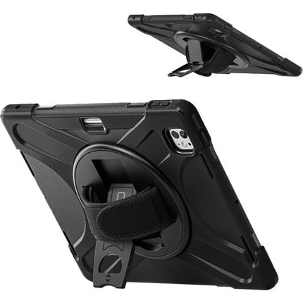 CODi Funda Rugged para iPad Pro M4 M5 Negra con Correa Ajustable y Soporte Giratorio