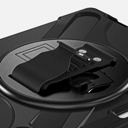 CODi Funda Rugged para iPad Pro M4 M5 Negra con Correa Ajustable y Soporte Giratorio
