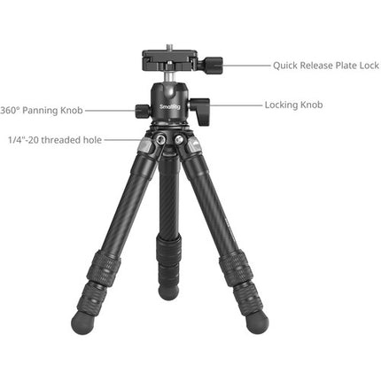 SmallRig Carbon Fiber Tripode de Fibra de Carbono 11 lb 15.5 Pulgadas con Bolsa de Viaje