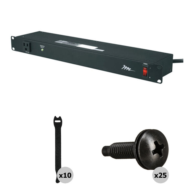 Middle Atlantic Essex Kit de Distribución de Energía Rackmount 15A 9 Salidas con Correas y Tornillos