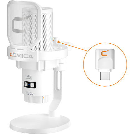 Comica Audio EJoy Uni Pro D Micrófono Condensador Cardioide Inalámbrico USB-C RGB 48 kHz 50 Horas Batería