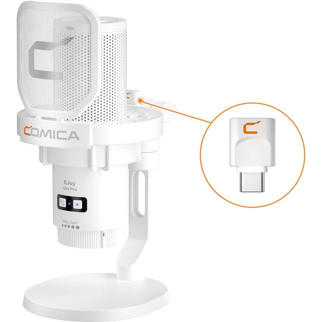 Comica Audio EJoy Uni Pro D Micrófono Condensador Cardioide Inalámbrico USB-C RGB 48 kHz 50 Horas Batería