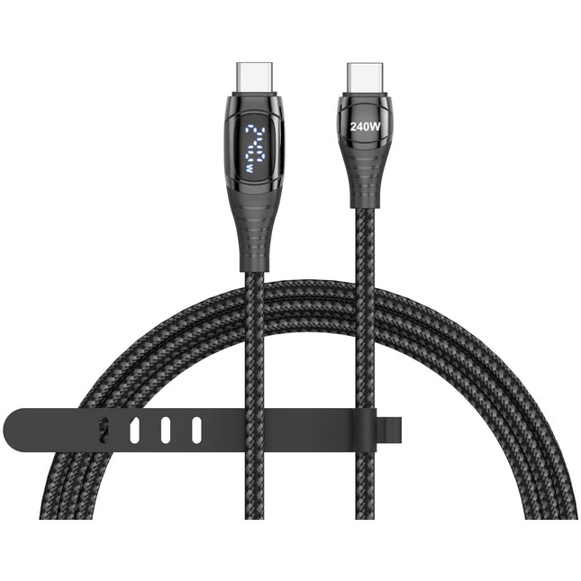 SmallRig Cable de alimentación USB-C 240W con pantalla LED 3.3 pies y sujeción de silicona