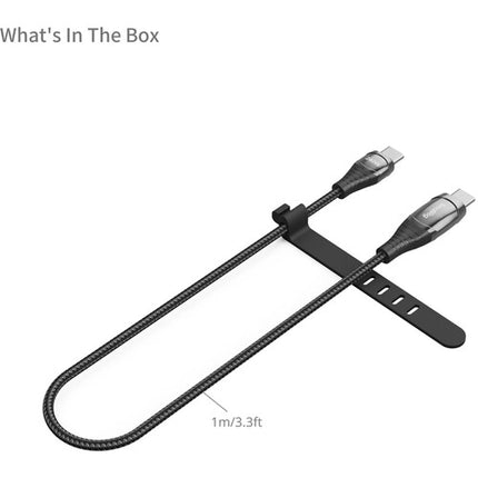 SmallRig Cable de alimentación USB-C 240W con pantalla LED 3.3 pies y sujeción de silicona