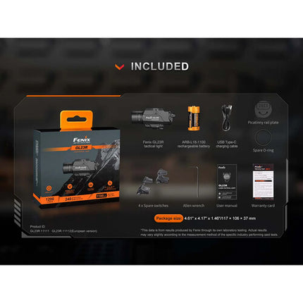 Fenix GL23R Linterna táctica recargable 1200 lúmenes láser verde USB-C