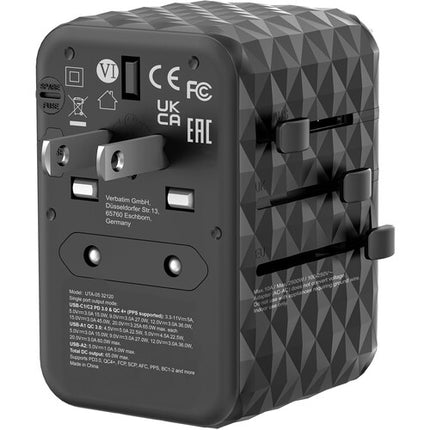 Verbatim UTA-05 Adaptador de Viaje Universal 65W 4 Puertos USB con Estuche