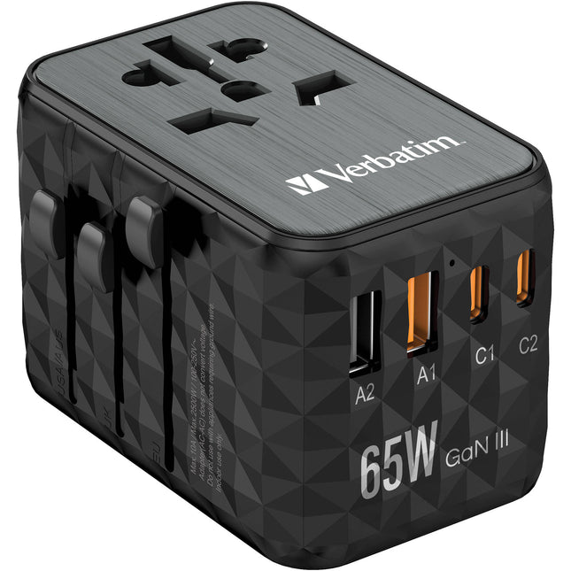 Verbatim UTA-05 Adaptador de Viaje Universal 65W 4 Puertos USB con Estuche